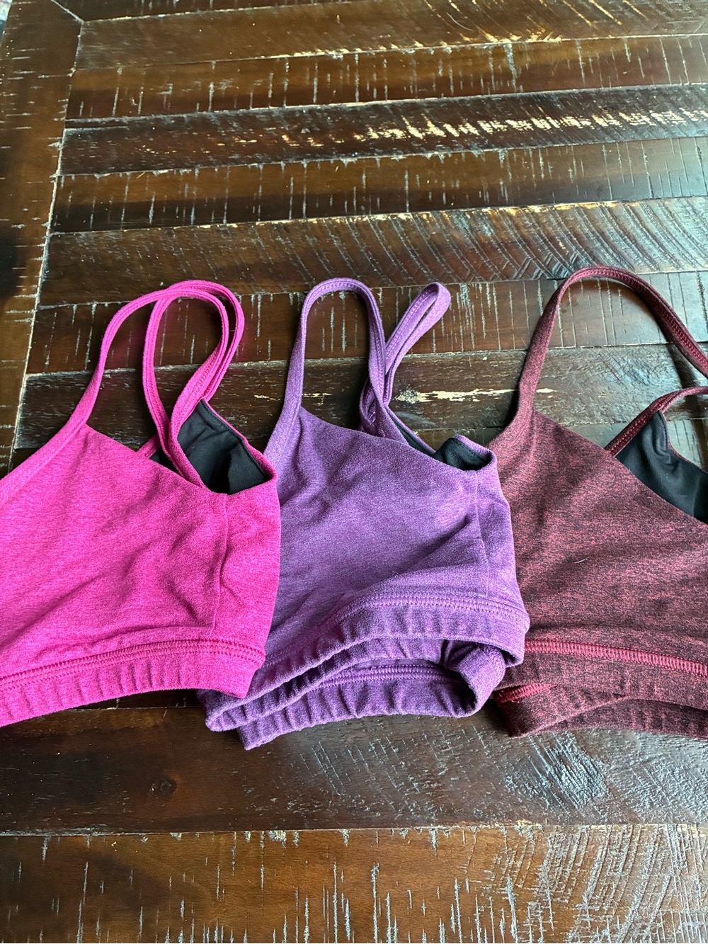 EUC Fleo Heather Sports Bras - Pink, Purple, Burgundy